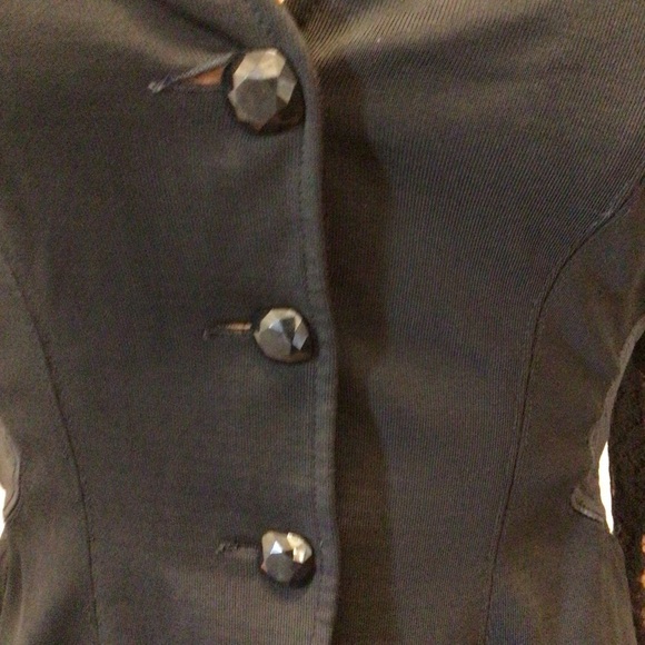 VTG John Murrough Womens Black Knit Leather & Lace Button Up Jacket Size Small - Picture 9 of 11